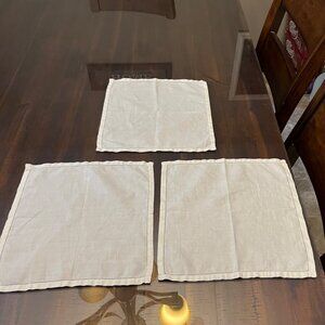 Vintage Linen Napkins Set of 3 Cream Square Used 12.5” Table Linens